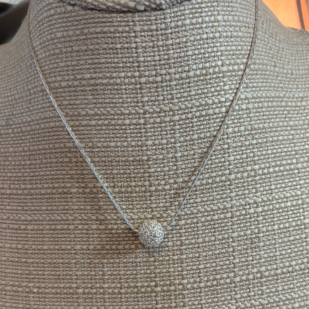 Napier Elegant Silver Tone Necklace with Crystal Pendant